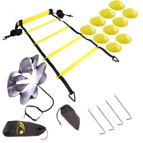 Velocidade footaball agilidade escada equipamento de treinamento conjunto com resistência pára-quedas esportes ao ar livre acessórios - Image 1