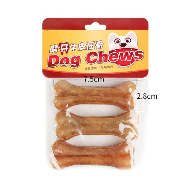Durável cão natural do couro pressionando lanche alimentos trata mastigar ossos para filhote de cachorro pet suprimentos - Image 1