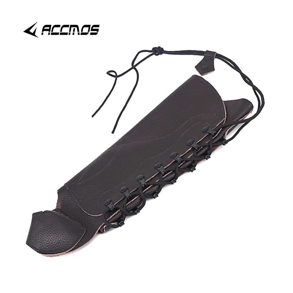 Caça tiro com arco braço guarda couro genuíno acessório de proteção ajustável para a prática cinta segura braçadeira - Image 1