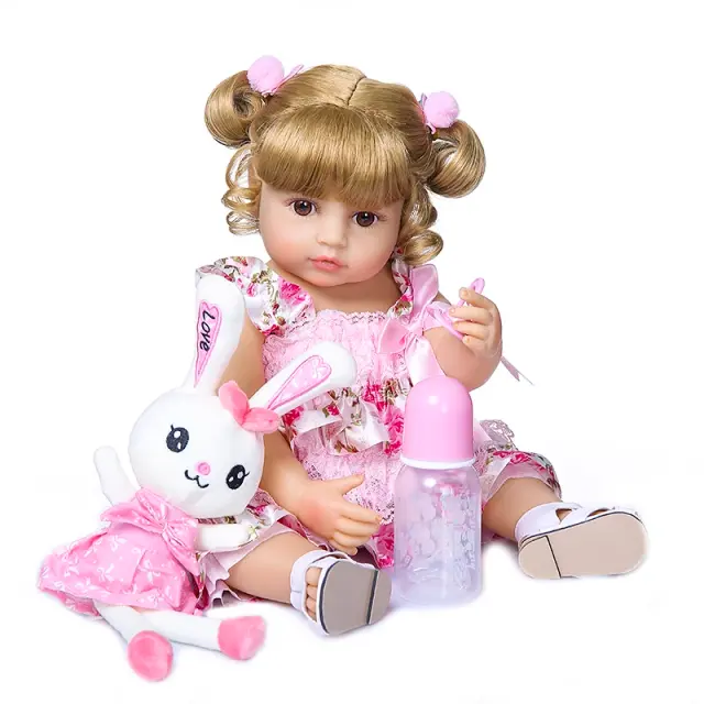 Boneca Reborn 50cm Silicone Corpo Inteiro Rosto Doce Presente Menina