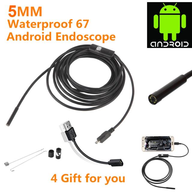Câmera Endoscópica Android 5.5mm 2m IP67 à Prova d'Água com Conexão OTG e UVC para Smartphone HD Mini USB