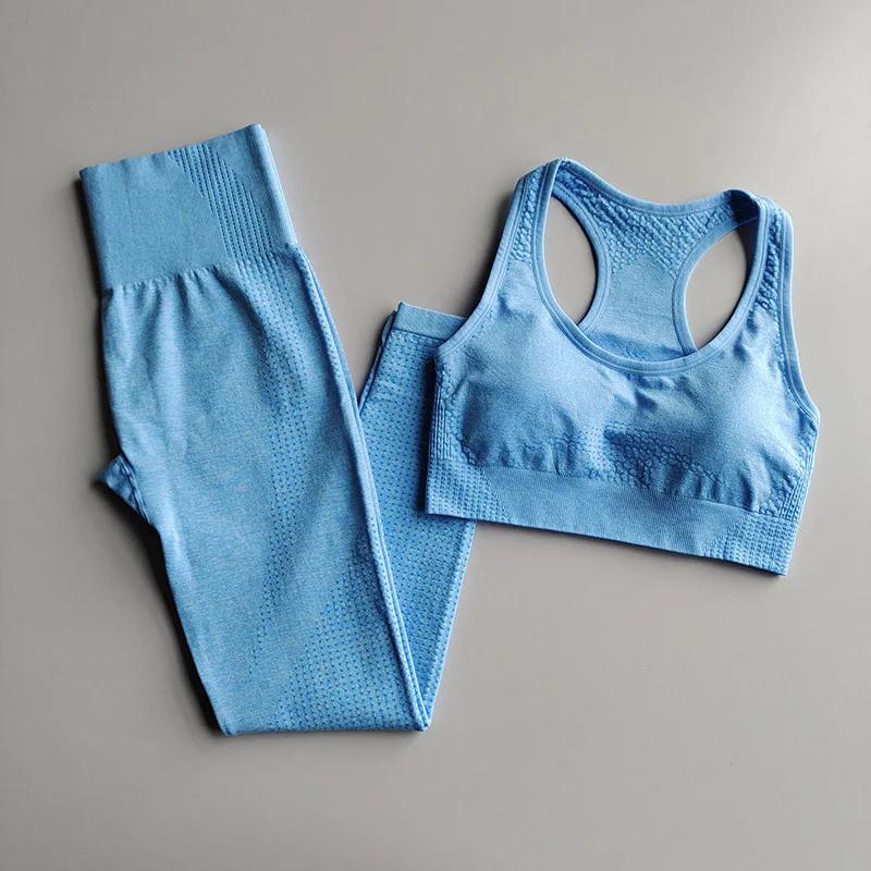 Conjunto de Yoga Sem Costura para Mulheres, Workout Sportswear, Roupas de Academia, Sutiã Esportivo, Leggings de Cintura Alta, Fatos Fitness, Roupas Esportivas, 2 peças - Image 1