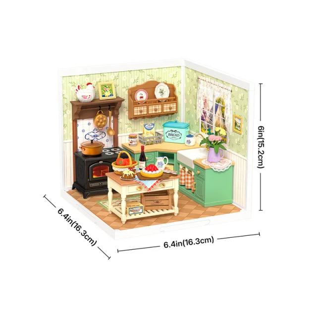 Rolife Casa Miniatura Hora do Chá de Férias e Cozinha de Fazenda LED