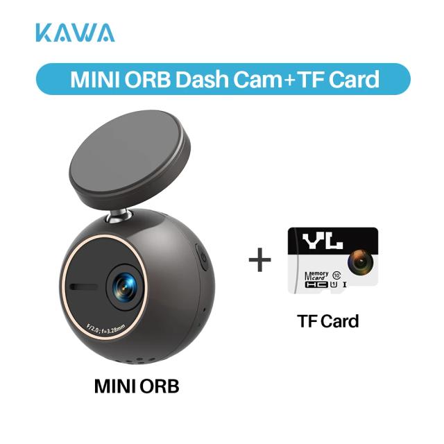 KAWA MINI ORB Dash Cam 2K DVR Voice Control 360° Rotating 180° Flip