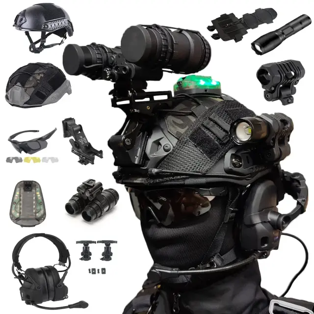Capacete Tático Fast com Óculos de Visão Noturna e Fone de Ouvido para Airsoft e Paintball