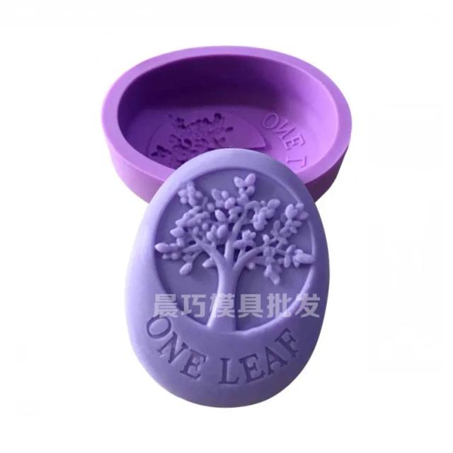 Molde de Silicone Artesanal para Sabão em Forma de Furo Quadrado com Design de Árvore da Felicidade