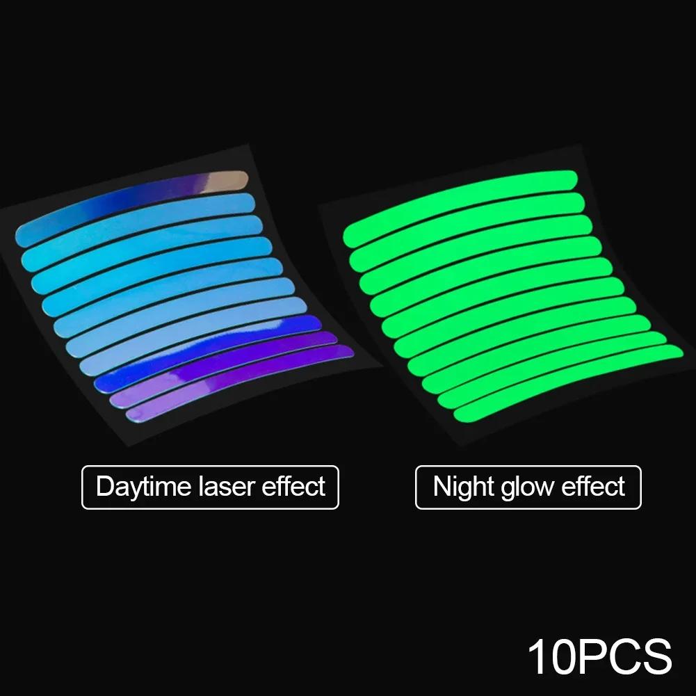 Adesivo reflexivo arco-íris para rodas de bicicleta, Laser Night Glow adesivo para carro, Motocicleta, Segurança noturna, Adesivos de aviso à prova d'água - Image 1