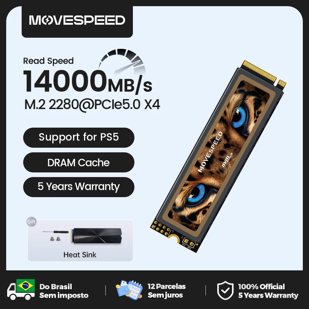 Movespeed 14000 mb/s pcie5.0 ssd nvme m.2 2280 unidade de estado sólido interno com caché dram 2tb m2 ssd disco rígido para ps5 computador portátil - Image 1