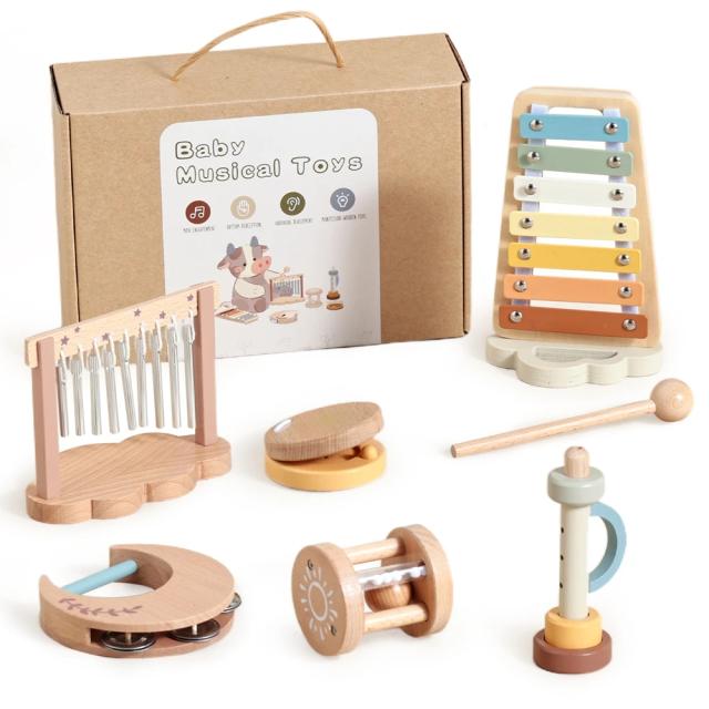 Sino Portátil para Bebê - Instrumento de Anel Calmante em Madeira