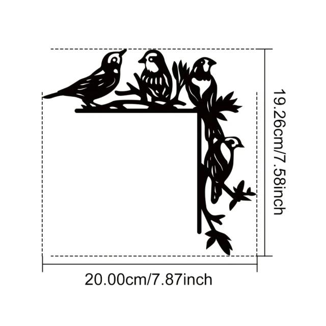 Adesivo de Metal Decorativo para Canto de Porta com Arte de 4 Pássaros - 1 Unidade