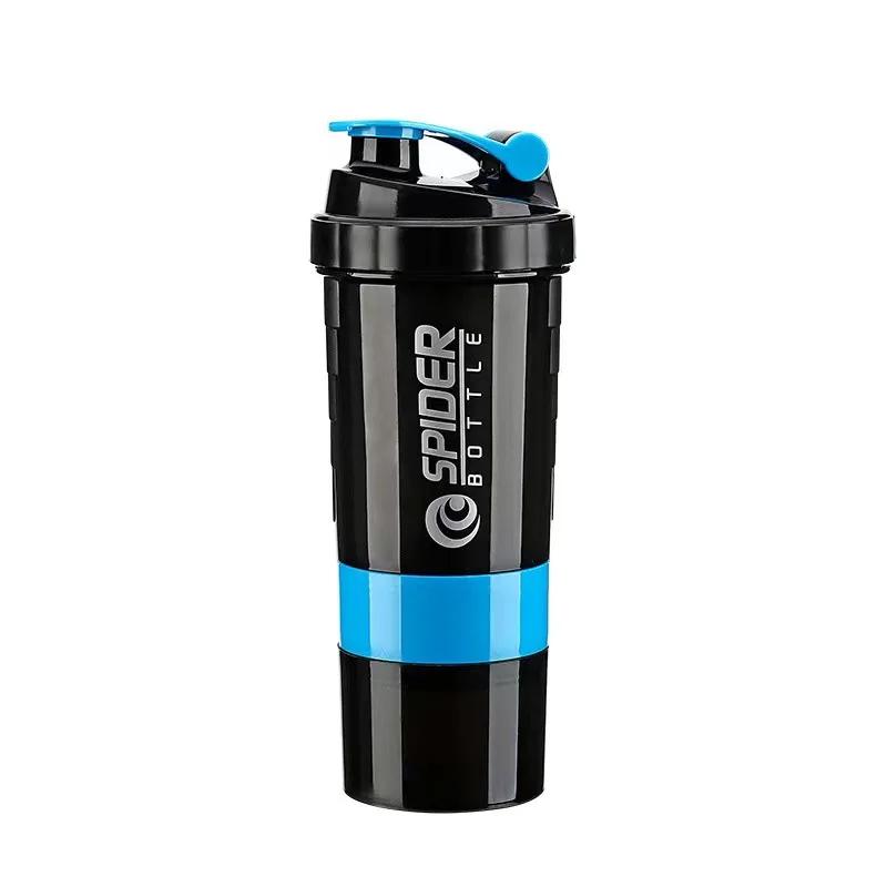 Garrafa agitadora de 3 camadas, copo de mistura de proteínas, copo de água esportivo, fitness, 550ml, garrafas de água de plástico em escala com caixa de medicamentos - Image 1