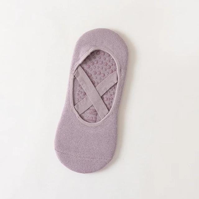 5 Pares Meias de Yoga Feminino Algodão Silicone Antiderrapante Pilates Toalha No-Show Respirável