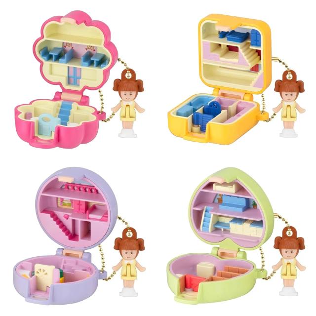Bandai Polly Pocket Caixa de Tesouro Charme Reimpressão Figura de Ação 4pcs