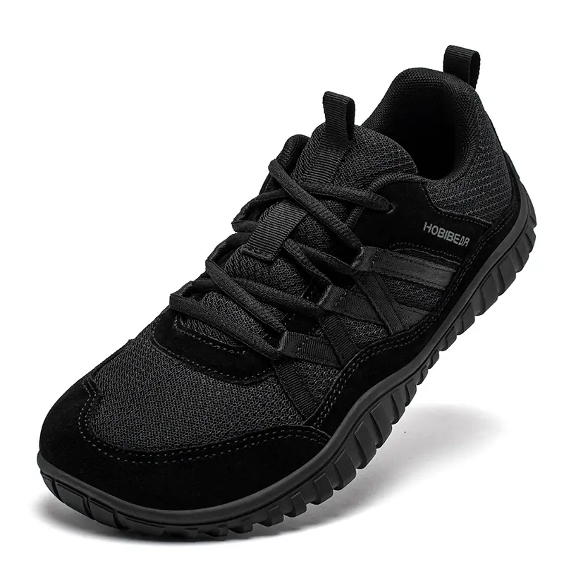 HOBIBEAR Tênis unissex de bico largo malha respirável sapatos de caminhada antiderrapantes com cadarço - Image 1