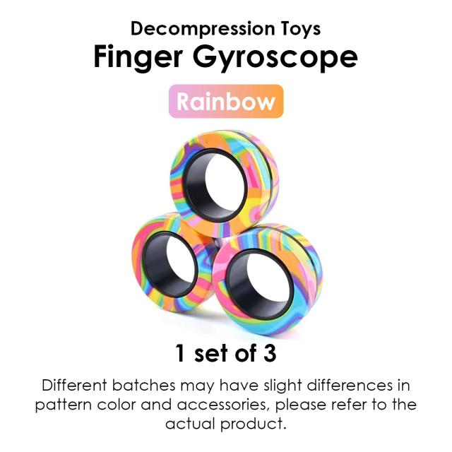 Conjunto 3 Anéis Magnéticos Fidget Spinner Brinquedo Anti-Stress Adulto e Criança