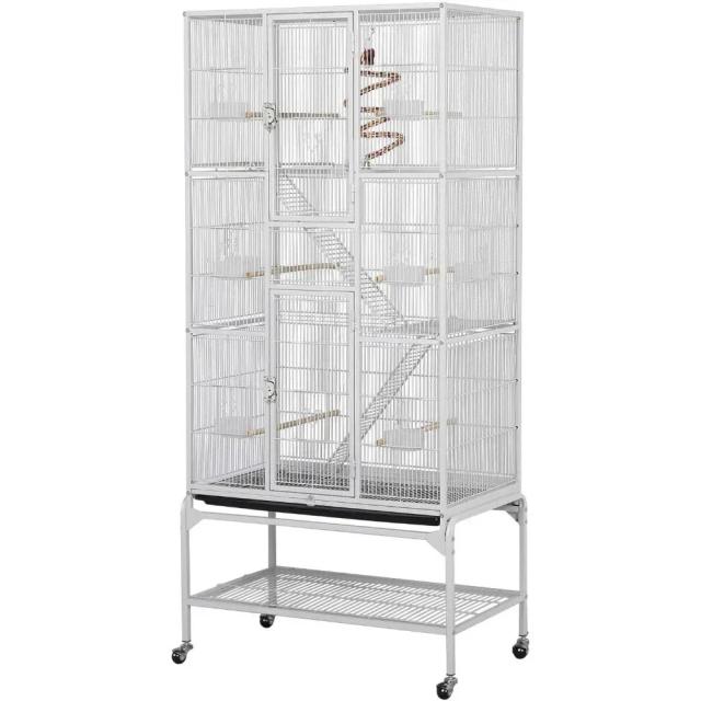 Gaiola Extra Grande de Metal para Papagaios de 69'' com Suporte Removível Ideal para Calopsitas, Conures e Periquitos