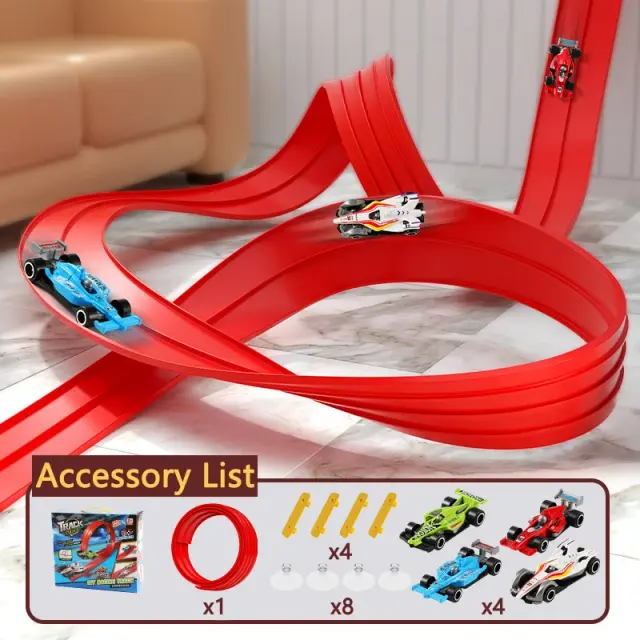 Pista de Corrida Flexível Infantil DIY Rampa Dupla 4m