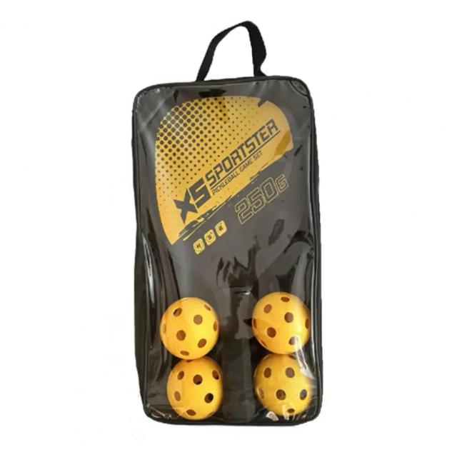 Conjunto de Raquete Pickleball Madeira 2 Raquetes 4 Bolas Bolsa