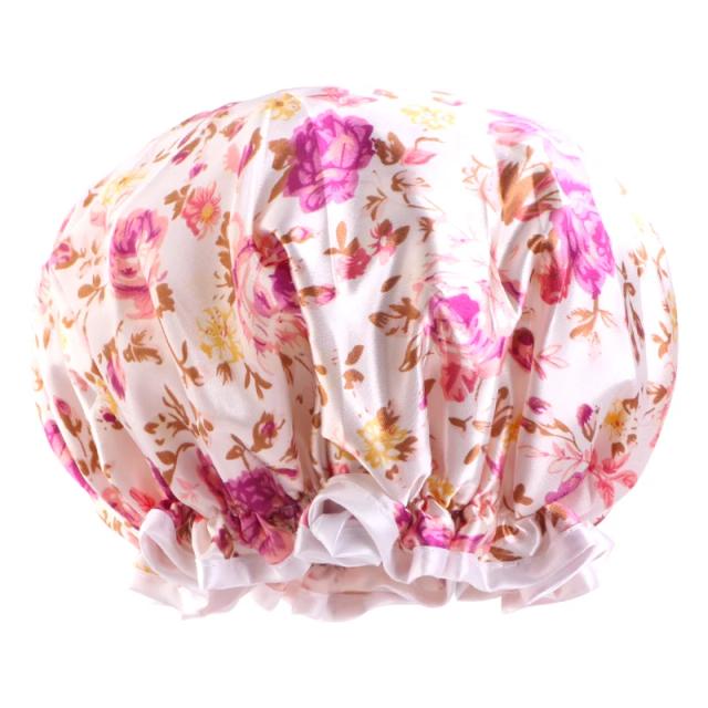 Touca de Banho Infantil Ajustável Dupla Camada Impressa à Prova d'Água 2-8 Anos