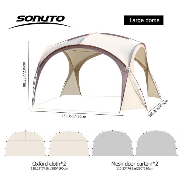 Sonuto Tenda de Acampamento Grande Toldo Protetor Solar e Chuva 4 Pessoas