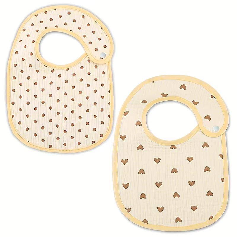 Babadores de gaze de algodão para bebês recém-nascidos, 2 peças, à prova d'água, infantil, meninos, meninas, panos de arroto, cachecol estampado, toalha de saliva, material de alimentação - Image 1