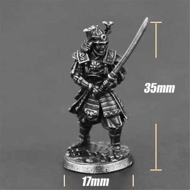 Estátua Samurai Miniatura Cobre Vintage Ornamento Decoração 4cm