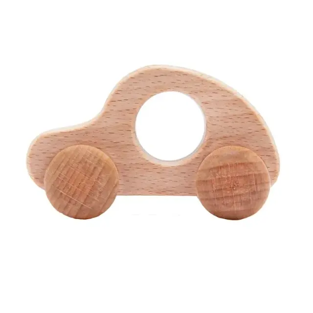 Carro de Brinquedo de Bloco Montessori de Madeira Orgânica com Formato Animal