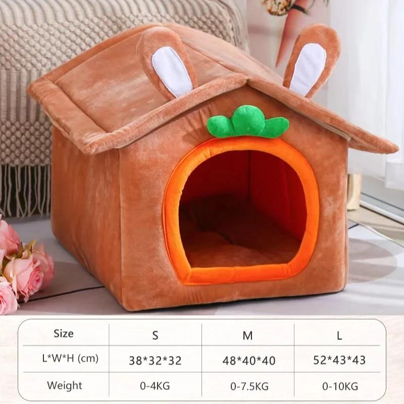 Dobrável casa do cão interior quente sofá canil cama esteira para pequenos médios grandes cães gatos quente filhote de cachorro caverna ninho de gato inverno produtos para animais de estimação - Image 1