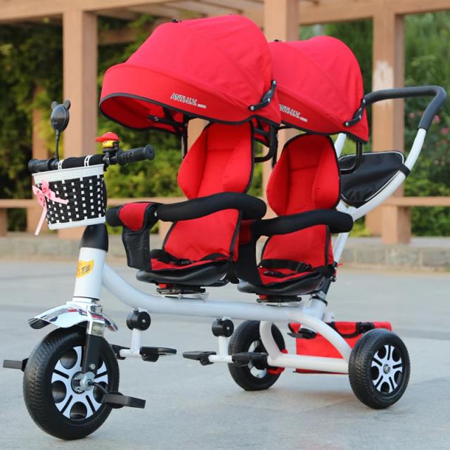 Triciclo Infantil Carrinho Duplo 2 em 1 Reclinável