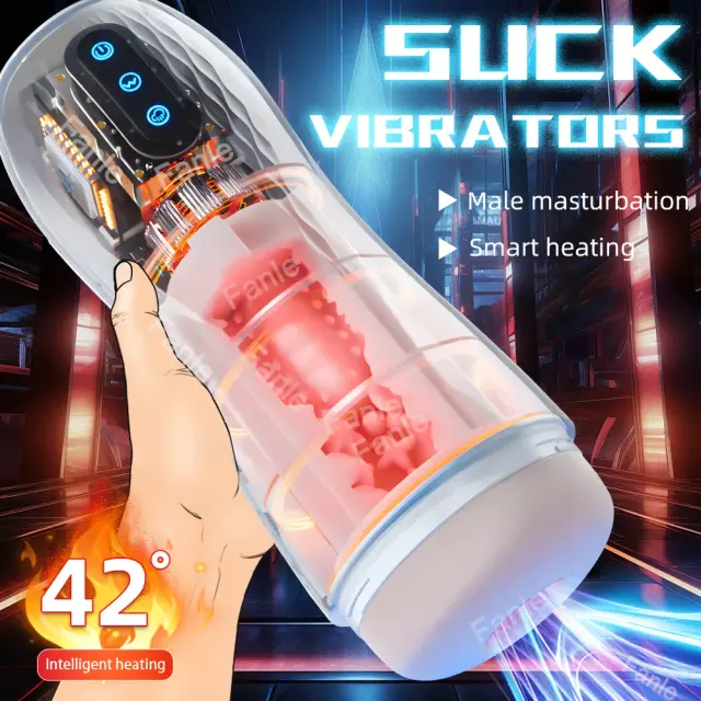 Masturbador Automático Masculino com Sucção, Vibração e Aquecimento - 10 Modos Vibratórios e 5 Sucções