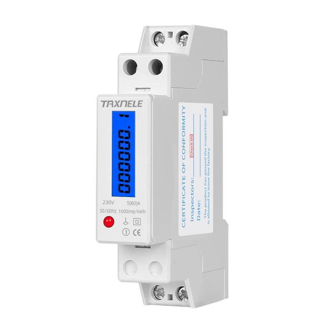 Medidor de Energia Digital Monofásico 18mm 2 Fios 230V 60A Classe 1