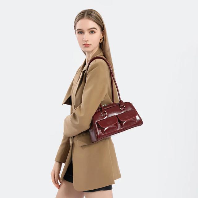 Bolsa de Boliche de Couro com Cera de Óleo, Bolsa de Ombro Portátil para Viajantes