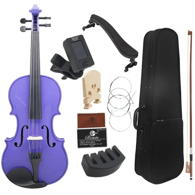 Violino Acústico Madeira Maciça 4/4 Preto Iniciante Completo