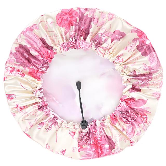 Touca de Banho Feminina Dupla Camada Floral Ajustável