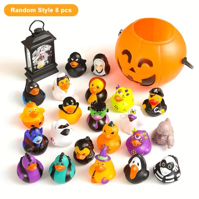 Ducks de Borracha de Halloween: Personagens Diversos para Decoração, Presentes e Novidades, Disponíveis em 1 ou 8 Unidades