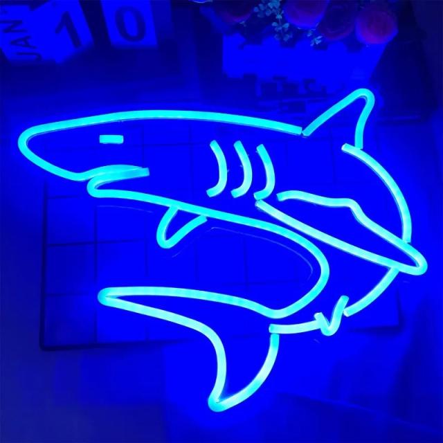 Inonlife Shark LED Neon Sign Decoração de Quarto Azul 5V USB