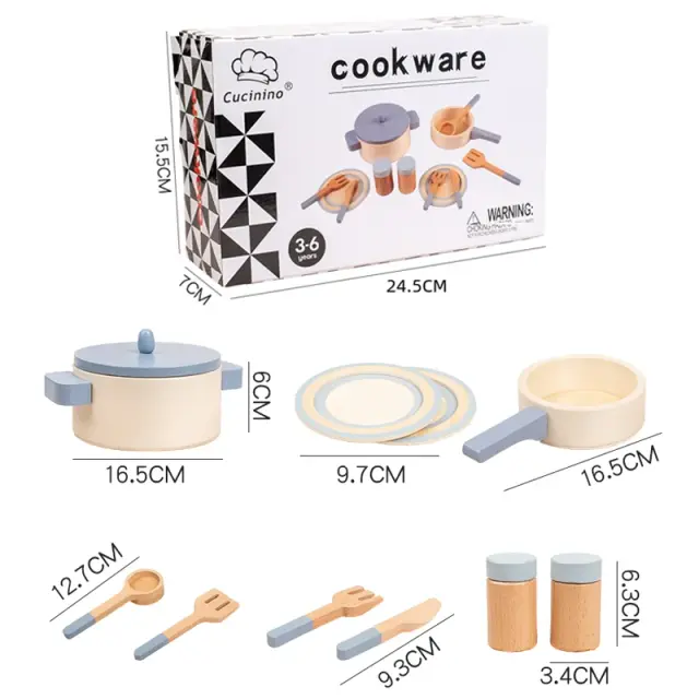 Brinquedo de Cozinha de Madeira Infantil Educativo Panelas Comida Chef 1 unidade