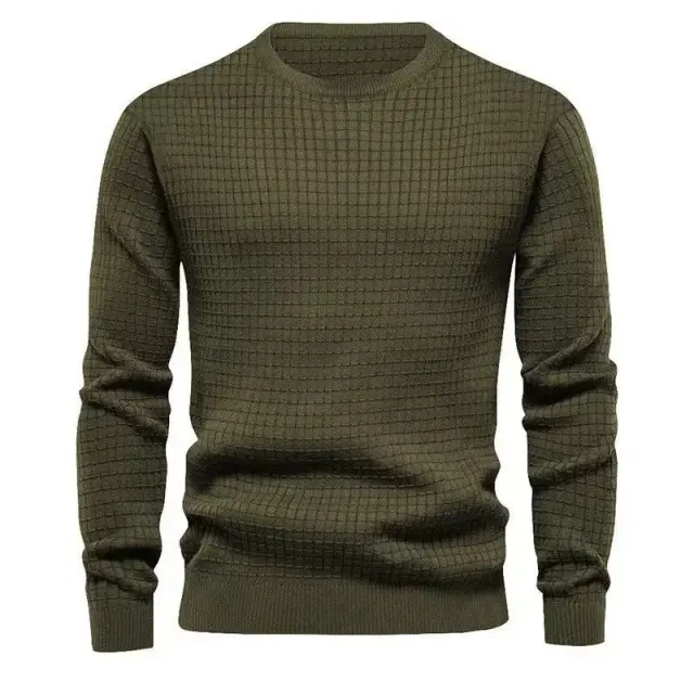 Moletom Masculino Waffle Slim Fit Manga Longa Gola Redonda