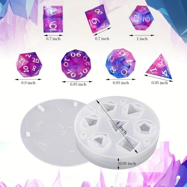 DIY 7 Cavities Resin Dice Molds for RPG D&D Dice with Sharp Edges
