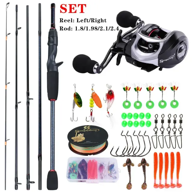 Sougayilang Conjunto de Pesca Portátil 5 Seções Vara 12lb Max Arraste Carretel