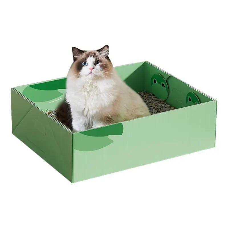 Caixa De Lixo De Gato De Papel Descartável Caixa De Papelão Leve Dobrável Revestimento Impermeável Seguro Para Viagens, Piquenique Em Casa - Image 1