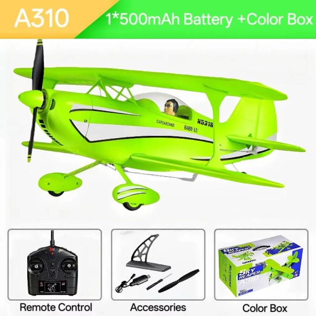 WLtoys Avião de Controle Remoto A310 Biplano Motor Brushless 3D/6G Giroscópio 4 Canais