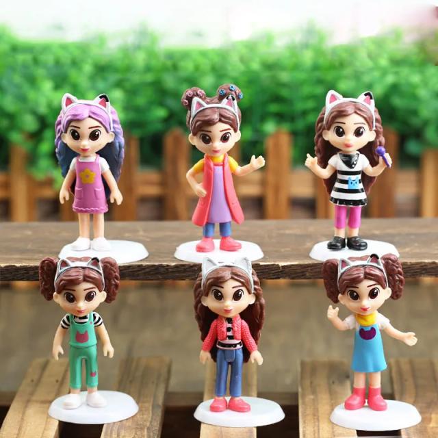 Gabby's Dollhouse 6 pçs PVC Figura Brinquedo Gato Sorridente Bonecas 6 peças