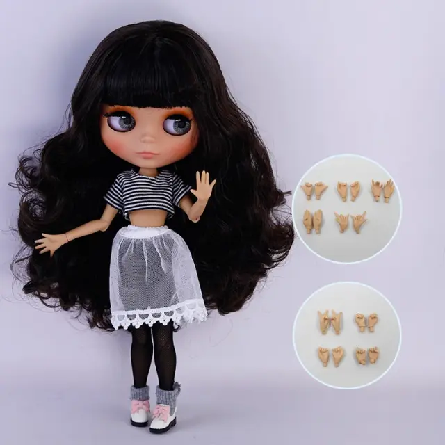 Blyth Boneca Pele Bronzeada Rosto Fosco Sobrancelhas 1/6 BJD JOINT Body Neo