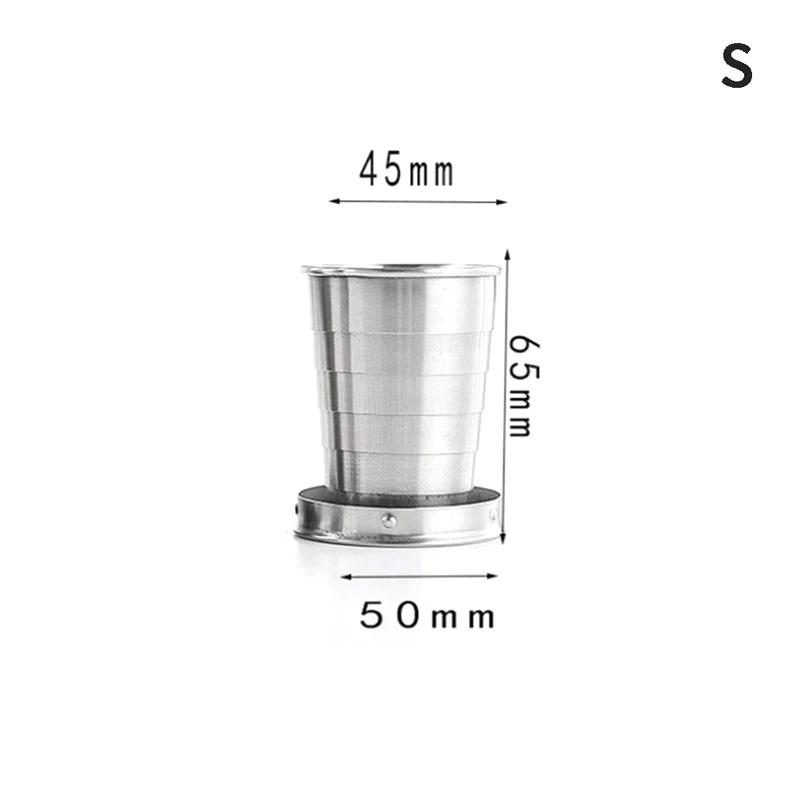 Copo dobrável de aço inoxidável com chaveiro, portátil, retrátil, copos telescópicos, 75 ml, 150 ml, 250ml, 1Pc - Image 1