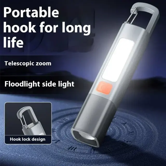 Lanterna EDC Portátil ABS USB Carregamento 1200mAh Alcance 200m