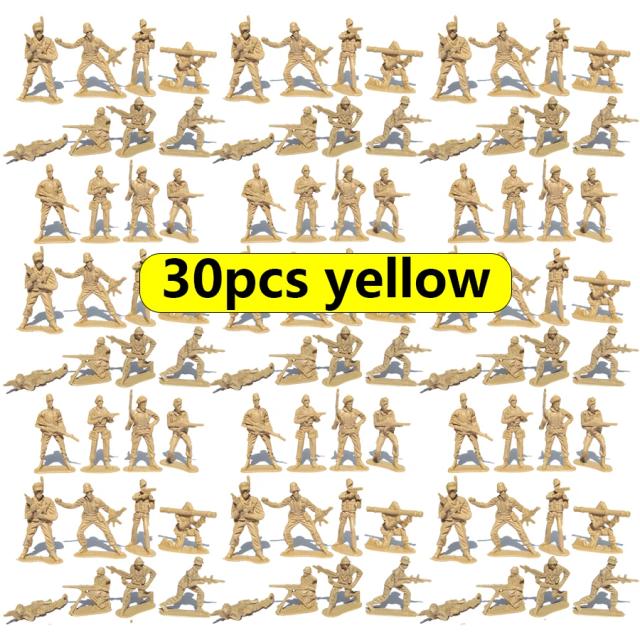 Soldado Amarelo Azul Verde Figuras de Ação Colecionáveis para Cenas Modelo e Decoração de Festa Temática Militar 30/48 Peças