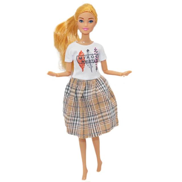 Boneca de 30cm Articulada com Saia Arco-Íris - Brinquedo de Vestir para Meninas