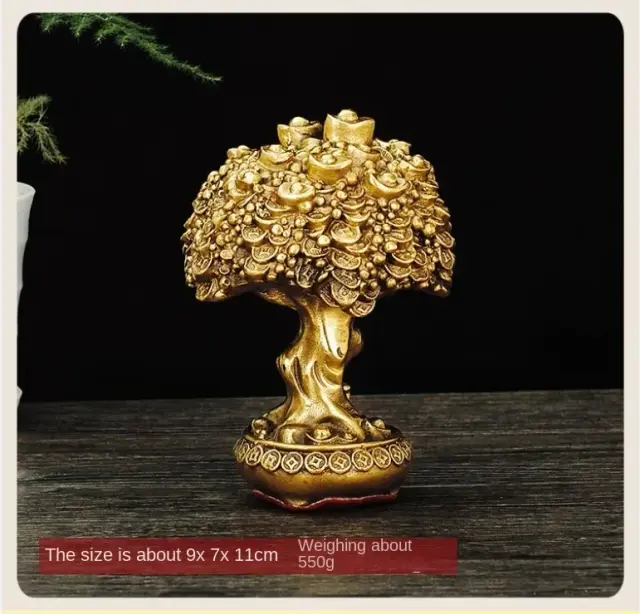 Escultura de Mesa em Cobre Dourado - Sorte e Prosperidade
