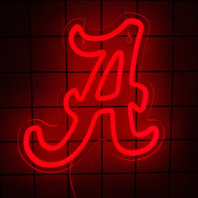 Letreiro de Neon LED Alabama Crimson Tide - Decoração de Parede Premium